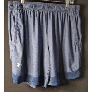 Under Armour Mens Blue Elastic Waist Drawstring Vented Leg Shorts Pockets SizeXL